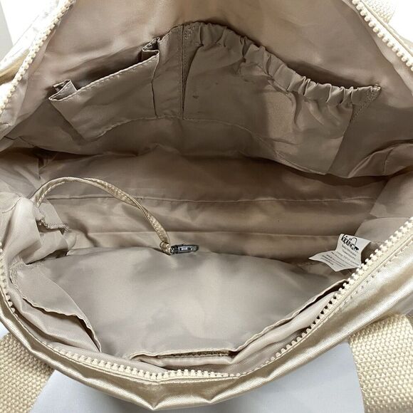 Kipling Cyrene Carry On Travel Bag Crossbody Double Handle Sparkly Gold With Tag - Picture 8 of 16